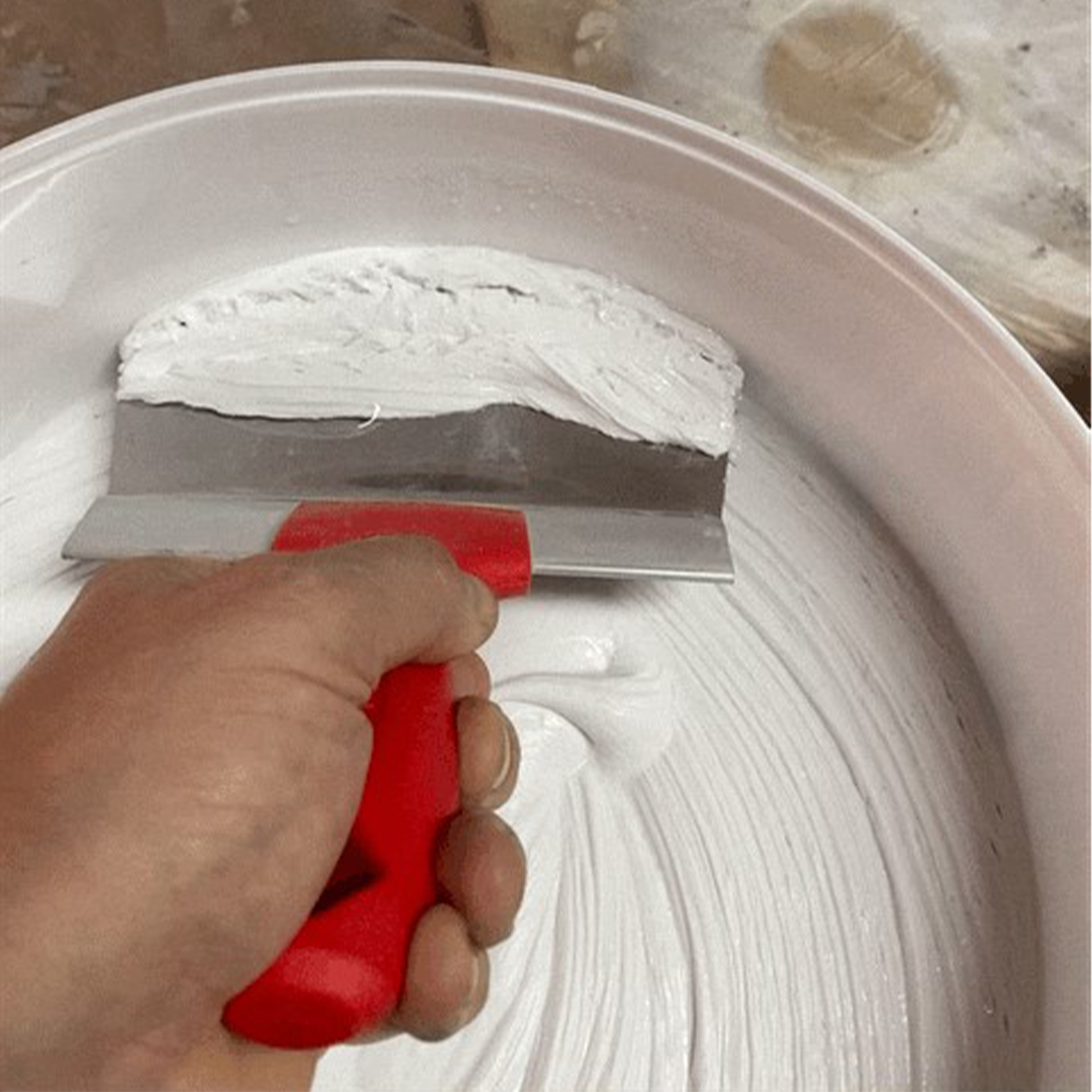 Fertigspachtel Spachtelmasse 25 kg Glättspachtel Fugenspachtel Trockenbau  Rein Weiß + Kunststoffspachtel ohne Zahnung Set RM14 - Hangato