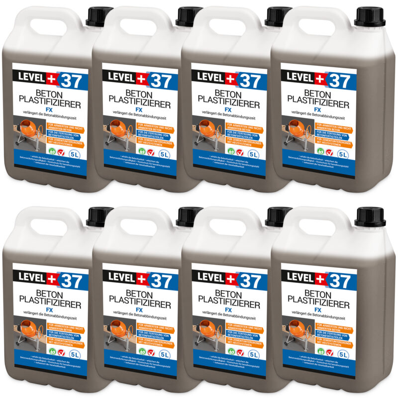 Produktbild von LEVEL+ Betonverflüssiger RM37 – 5 Liter, Plastifizierer, EN 934-2, Erhöht Belastbarkeit