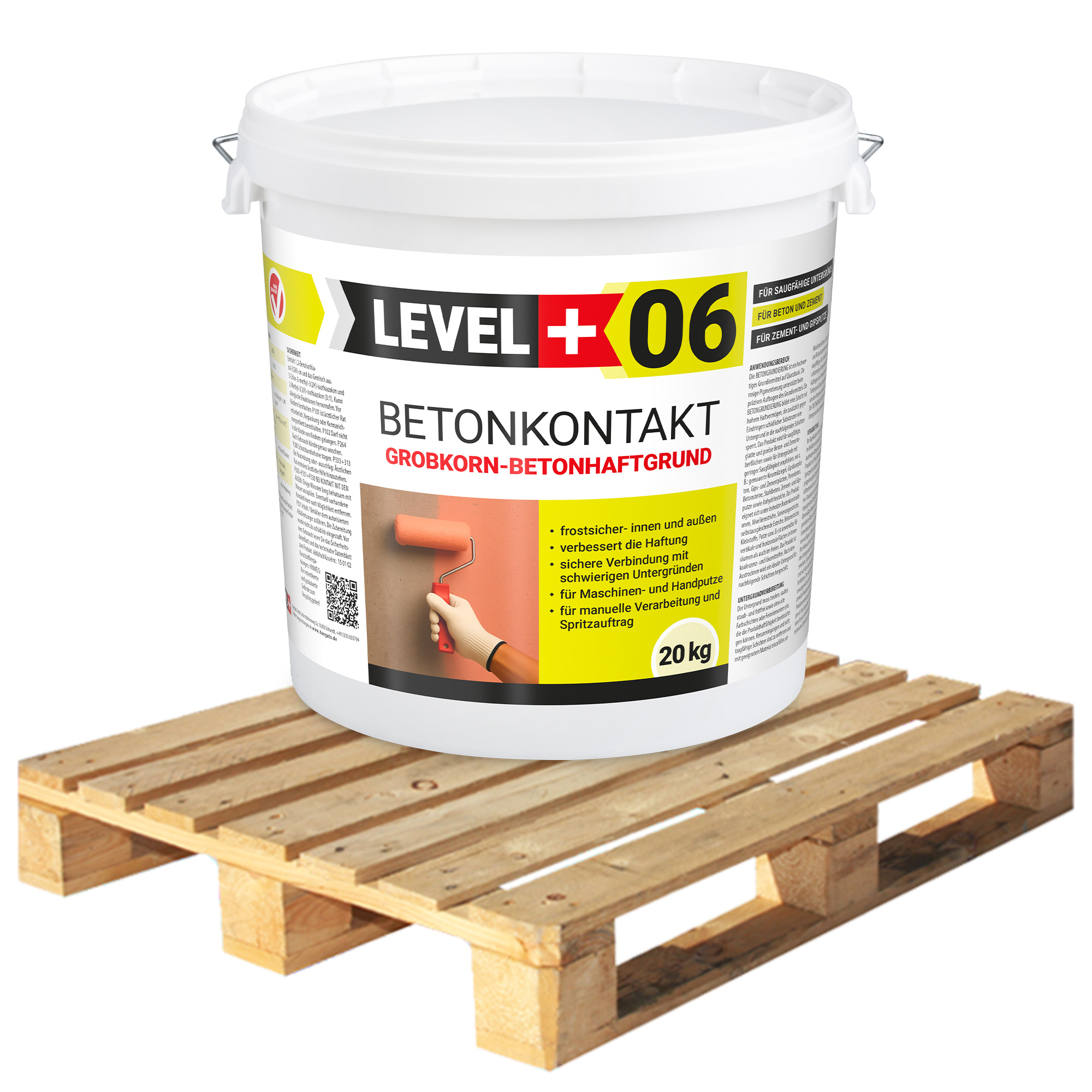 Betonkontakt 20kg x 24 Haftbrücke Auf OSB-Platten und Holz Palette 480kg LEVEL+06