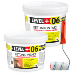 Betonkontakt Haftbrücke Putzgrund Grundierung Betongrundierung 11Kg + Farbroller 10cm Mikrofaser LEVEL+06