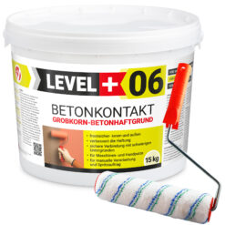 Betonkontakt Haftbrücke Putzgrund Grundierung Betongrundierung 15Kg + Farbroller 25cm Mikrofaser LEVEL+06