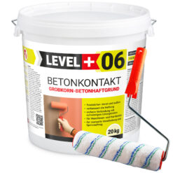 Betonkontakt Haftbrücke Putzgrund Grundierung Betongrundierung 20Kg + Farbroller 25cm Mikrofaser LEVEL+06