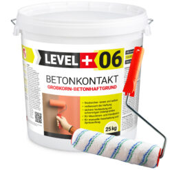 Betonkontakt Haftbrücke Putzgrund Grundierung Betongrundierung 25Kg + Farbroller 25cm Mikrofaser LEVEL+06