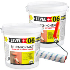 Betonkontakt Haftbrücke Putzgrund Grundierung Betongrundierung 40Kg + Farbroller 25cm Mikrofaser LEVEL+06