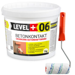 Betonkontakt Haftbrücke Putzgrund Grundierung Betongrundierung 7Kg + Farbroller 10cm Mikrofaser LEVEL+06