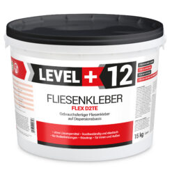 Fliesenkleber Fertigkleber Flexkleber weiß innen und außen Steinkleber Flex D2TE 15KG LEVEL+12