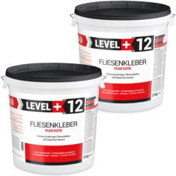 Fliesenkleber Fertigkleber Flexkleber weiß innen und außen Steinkleber Flex D2TE 40KG LEVEL+12