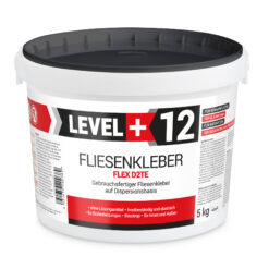 Fliesenkleber Fertigkleber Flexkleber weiß innen und außen Steinkleber Flex D2TE 5KG LEVEL+12