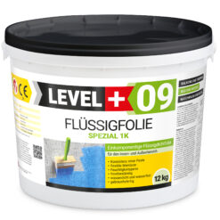 Flüssigfolie Spezial 1K Dichtfolie Abdichtfolie Abdichtung Balkon Keller Bad Dusche 12Kg LEVEL+09