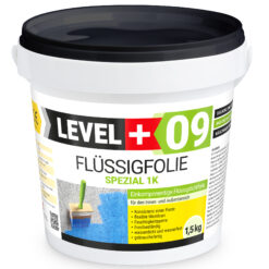Flüssigfolie Spezial 1K Dichtfolie Abdichtfolie Abdichtung Balkon Keller Bad Dusche 1,5Kg LEVEL+09