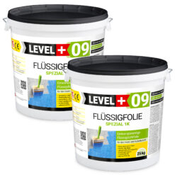Flüssigfolie Spezial 1K Dichtfolie Abdichtfolie Abdichtung Balkon Keller Bad Dusche 50Kg LEVEL+09