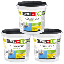 Flüssigfolie Spezial 1K Dichtfolie Abdichtfolie Abdichtung Balkon Keller Bad Dusche 60Kg LEVEL+09
