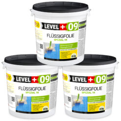 Flüssigfolie Spezial 1K Dichtfolie Abdichtfolie Abdichtung Balkon Keller Bad Dusche 75Kg LEVEL+09