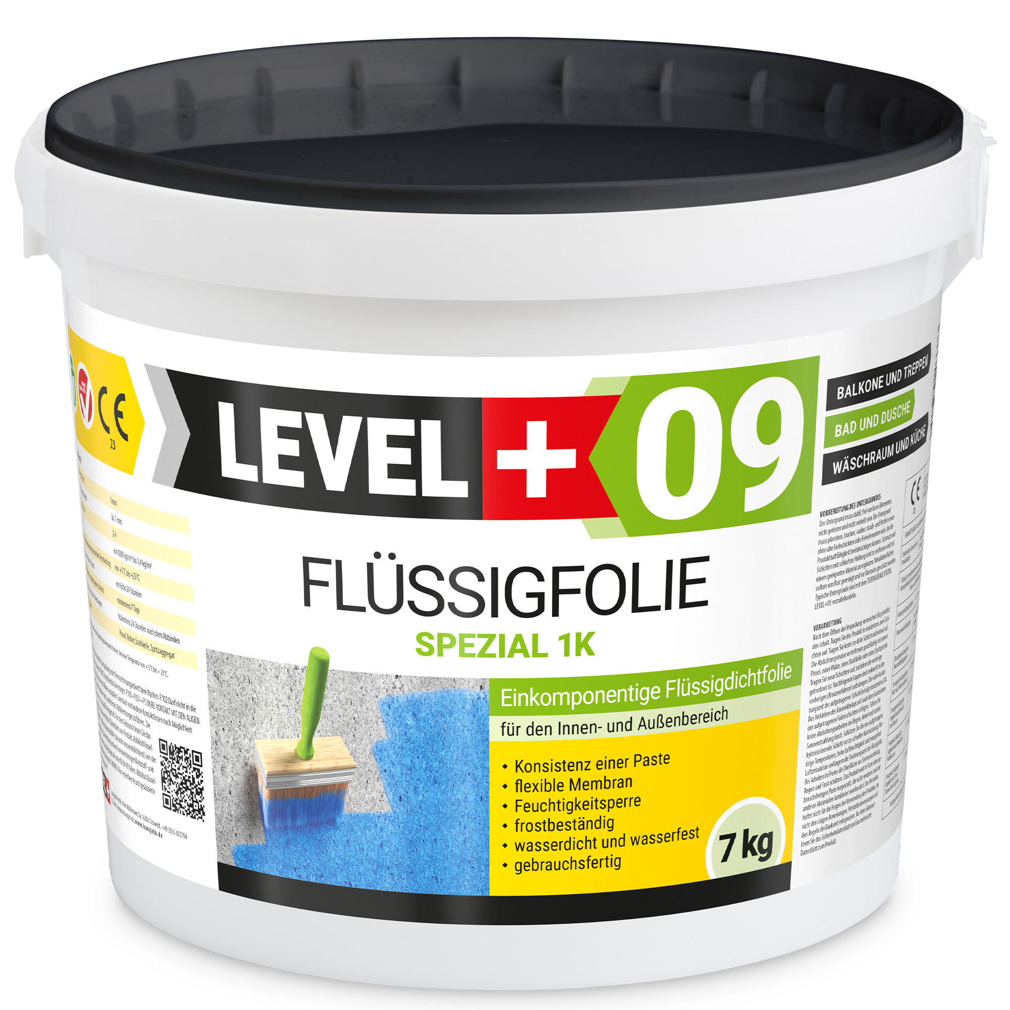 Flüssigfolie 7kg Dichtband 10m DichtSet Dusche Balkon Wassersperre Fliese SET84 – Bild 2