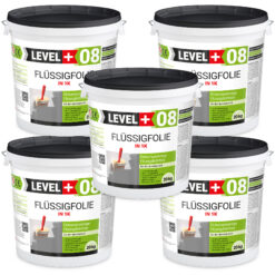 Flüssigfolie in 1K Dichtfolie Abdichtfolie Abdichtung Bad Dusche Küche 100Kg (5x20Kg) LEVEL+08