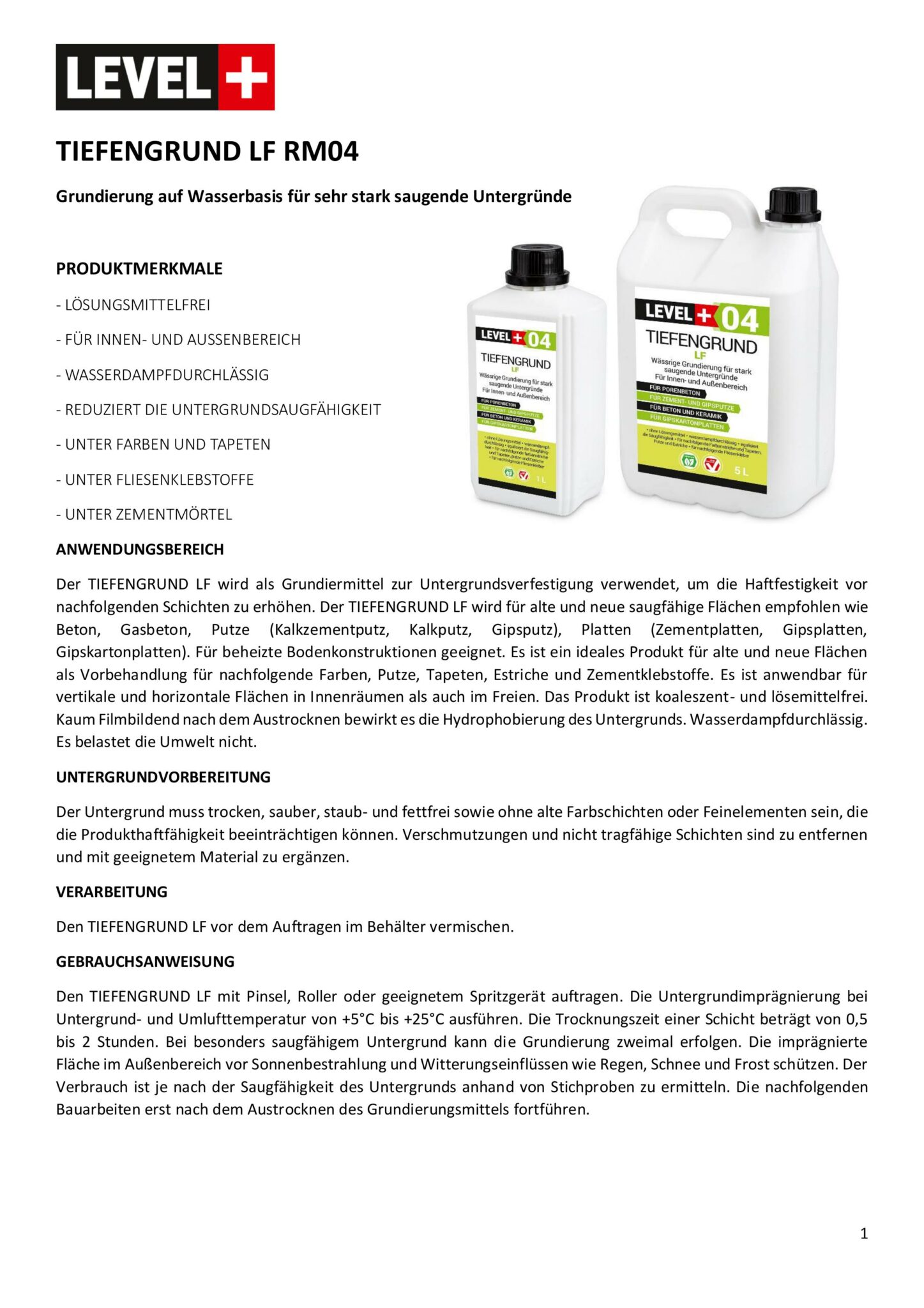 Tiefengrund LF Grundierung Haftgrund Tiefengrund Wand Boden 25L LEVEL+ ...