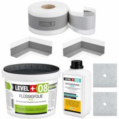 Dichtset Abdichtung Set Flüssigfolie 4Kg Bad Dusche Küche LEVEL+ SET08