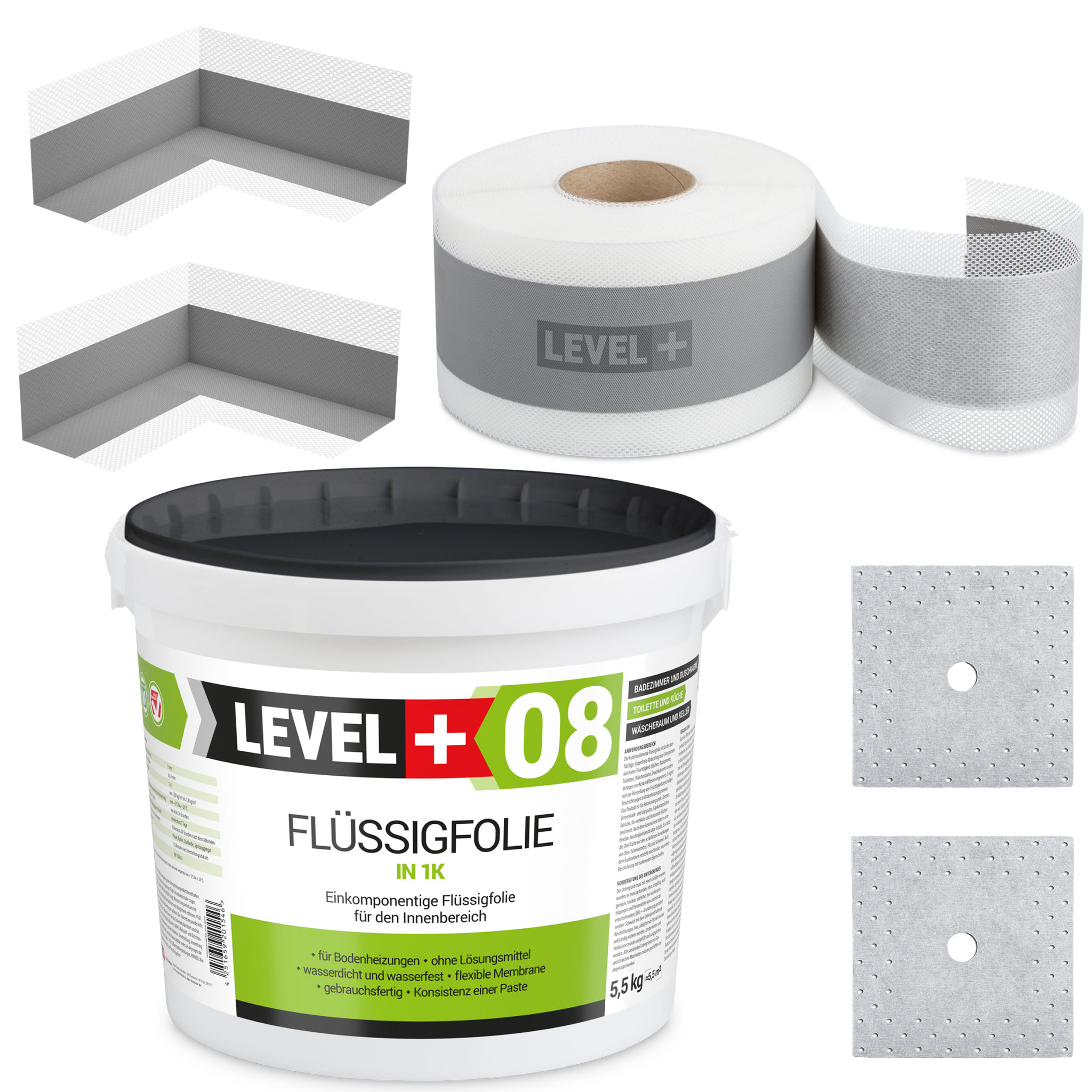 Dichtset Abdichtung Set Flüssigfolie Bad Dusche Küche LEVEL+ Set13