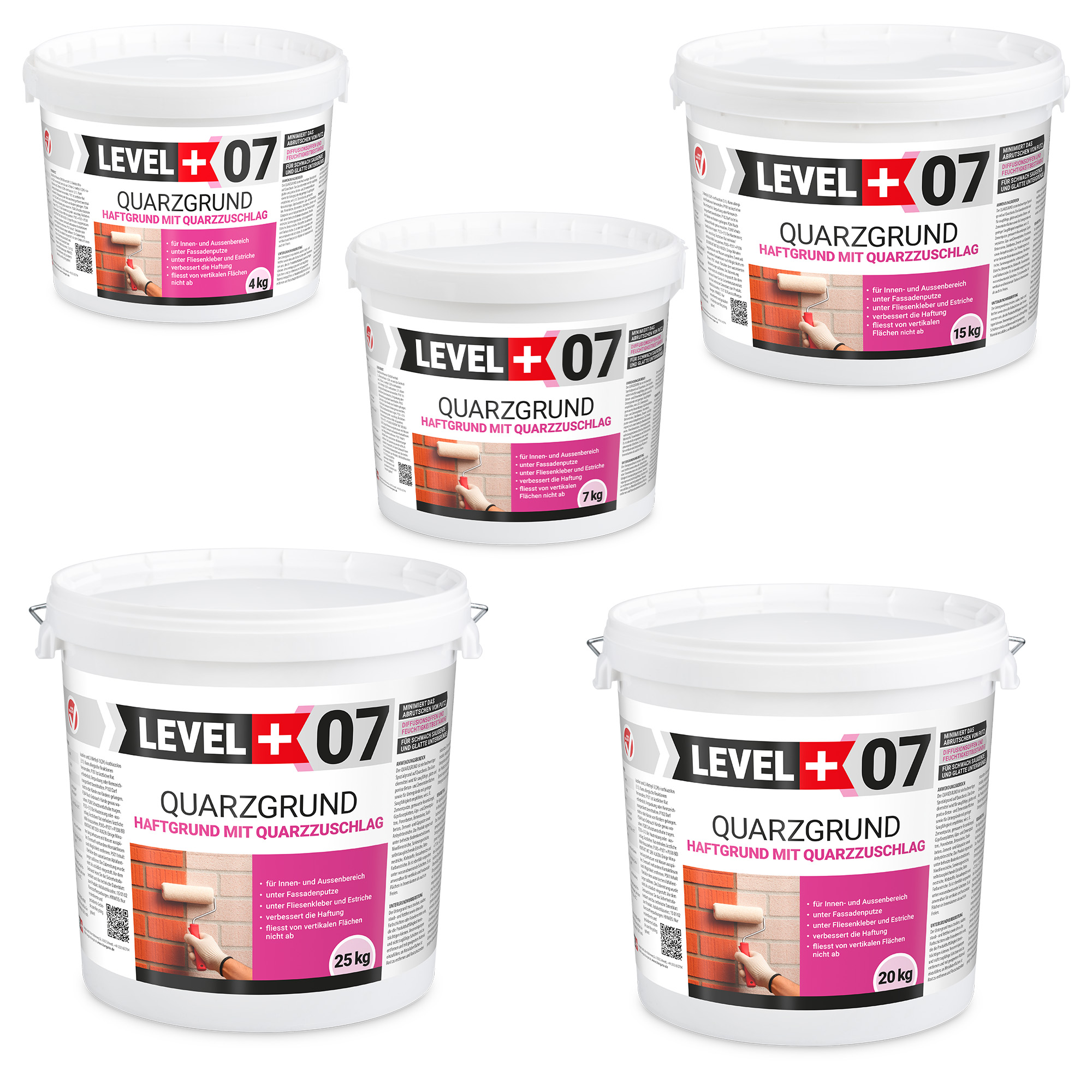 Quarzgrund Putz Grundierung Putzgrund Haftputzgrund 20Kg + Streichroller 25cm Mikrofaser LEVEL+07 – Bild 12