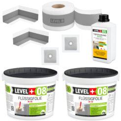 Dichtset Badabdichtung Dusche Flüssigfolie 8 kg Dichtband Tiefgrund LEVEL+ SET57