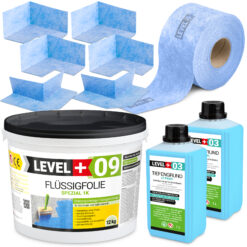 Dichtset Flussigfolie 12kg Balkonabdichtung und Badabdichtung Innen Außen LEVEL+ SET60