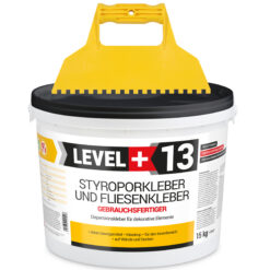 Styroporkleber Dispersionkleber Korkkleber 15kg Polymerbasis + Kunstoffzahnspachtel 6x6mm SET LEVEL+13