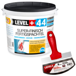 Super Finish Fertigspachtel 20Kg Spachtel Masse Eimerschaber Reiniger SET LEVEL+44 + LEVEL5 5-210