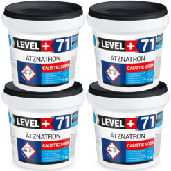 Ätznatron , Caustic Soda Natriumhydroxid NAOH Microperlen 4x1kg Eimer LEVEL+ LEVEL+71