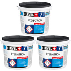 Ätznatron , Caustic Soda Natriumhydroxid NAOH Microperlen 60kg Eimer LEVEL+ LEVEL+71