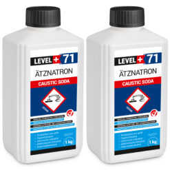 Ätznatron , Caustic Soda Natriumhydroxid NAOH Microperlen 2x1kg Flasche LEVEL+ LEVEL+71