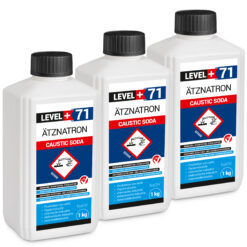 Ätznatron , Caustic Soda Natriumhydroxid NAOH Microperlen 3x1kg Flasche LEVEL+ LEVEL+71