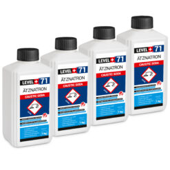 Ätznatron , Caustic Soda Natriumhydroxid NAOH Microperlen 4x1kg Flasche LEVEL+ LEVEL+71