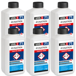 Ätznatron , Caustic Soda Natriumhydroxid NAOH Microperlen 6x1kg Flasche LEVEL+ LEVEL+71