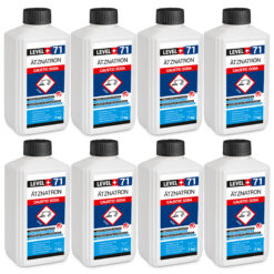Ätznatron , Caustic Soda Natriumhydroxid NAOH Microperlen 8x1kg Flasche LEVEL+ LEVEL+71