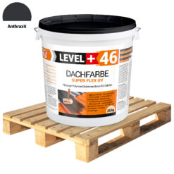 Dachfarbe elastische Sockelfarbe Dachlack UV-beständig Super Flex 24 x 25Kg Anthrazit LEVEL+ Palette 600kg L+46