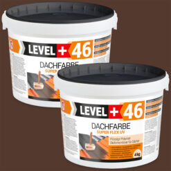 Dachfarbe elastische Sockelfarbe Dachlack UV-beständig Super Flex 8Kg Braun LEVEL+ L+46