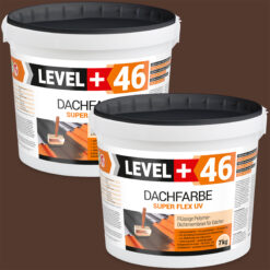 Dachfarbe elastische Sockelfarbe Dachlack UV-beständig Super Flex 14Kg Braun LEVEL+ L+46