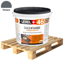 Dachfarbe elastische Sockelfarbe Dachlack UV-beständig Super Flex 24 x 20Kg Steingrau LEVEL+ Palette 480kg L+46