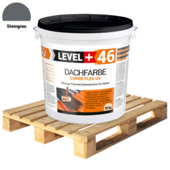Dachfarbe elastische Sockelfarbe Dachlack UV-beständig Super Flex 24 x 25Kg Steingrau LEVEL+ Palette 600kg L+46
