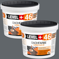 Dachfarbe elastische Sockelfarbe Dachlack UV-beständig Super Flex 14Kg Steingrau LEVEL+ L+46