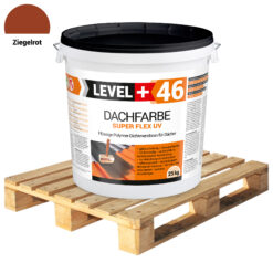 Dachfarbe elastische Sockelfarbe Dachlack UV-beständig Super Flex 24 x 25Kg Ziegelrot LEVEL+ Palette 600kg L+46