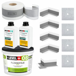 Dichtset Bad für ca 7m² Flüssigfolie 9,5kg Badabdichtung Dichtband Profi LEVEL+ SET104