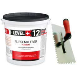 Fliesenkleber Set 20Kg Steinkleber + Zahnglätter Edelstahl Kleberbox LEVEL+ SET201