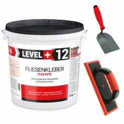 Fliesenkleber Elastyk 20Kg + Spachtelkelle 60mm + Fugbrett Kleberbox LEVEL+ SET203