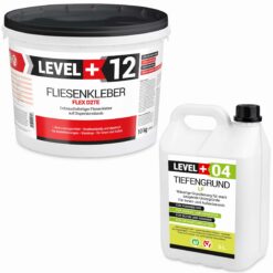 Fertig Flexkleber 10kg + Tiefengrund 5 L Fliesenkleber für Glasmosaik LEVEL+ SET206