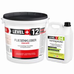 Fertig Flexkleber 20kg + Tiefengrund 5L Dispersionkleber Weiß Steinkleber LEVEL+ SET208