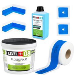 Dichtset Duschabdichtung Flüssigfolie 5,5kg Innenecke Dichtband Bad Dusche Küche LEVEL+ SET301