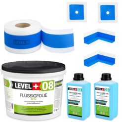 Dichtset Duschabdichtung Flüssigfolie 12kg Innenecke Dichtband Bad Dusche Küche LEVEL+ SET324
