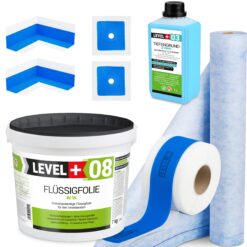 Dichtset Duschabdichtung Flüssigfolie 7kg Innenecke Dichtband Bad Dusche Küche LEVEL+ SET328