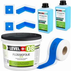 Dichtset Duschabdichtung Flüssigfolie 12kg Innenecke Dichtband Bad Dusche Küche LEVEL+ SET329